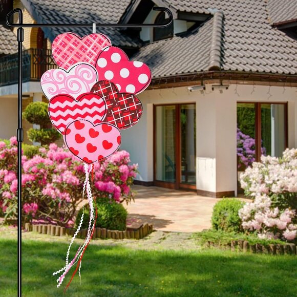 Valentine Garden Flag Outdoor Decorations for Outside Double-Sided Printed, Pink - Picture 2 of 7